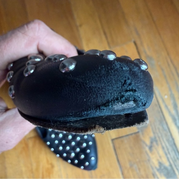 VERONICA BEARD Griffin Studded Nappa Leather Loafers Black Size 38.5 or 8.5 - Picture 9 of 11